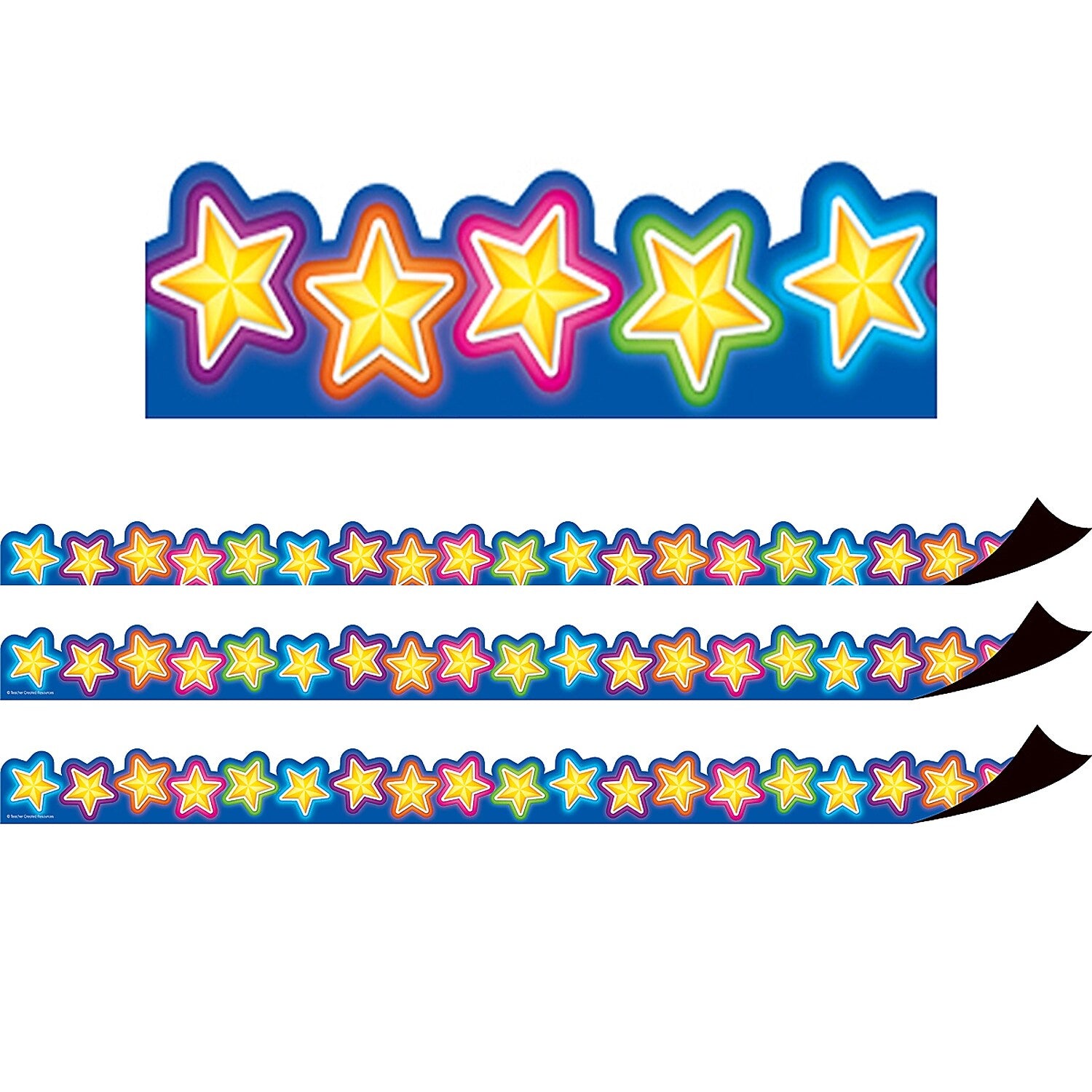 Teacher Created Resources Magnetic Borders, Neon Stars, 24 Feet Per Pack, 3 Packs (TCR77128-3)