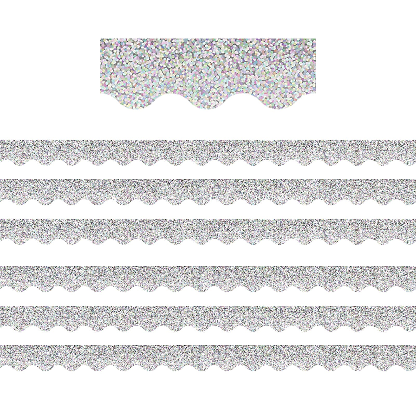 Teacher Created Resources Scalloped Border, 2.19" x 210', Silver Sparkle (TCR8765-6)