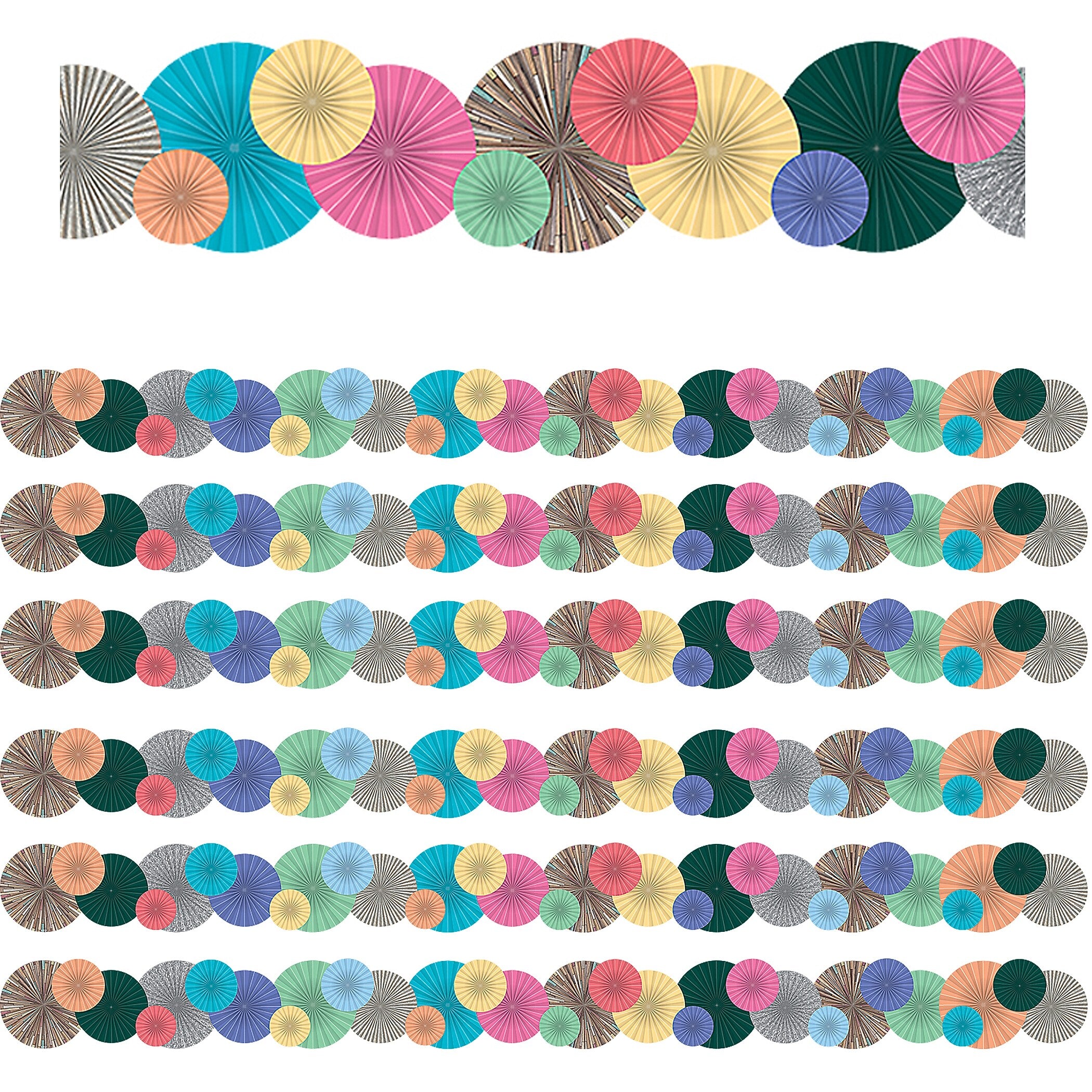 Teacher Created Resources Home Sweet Classroom Fans Die-Cut Border Trim, 34 Feet Per Pack, 6 Packs (TCR8812-6)