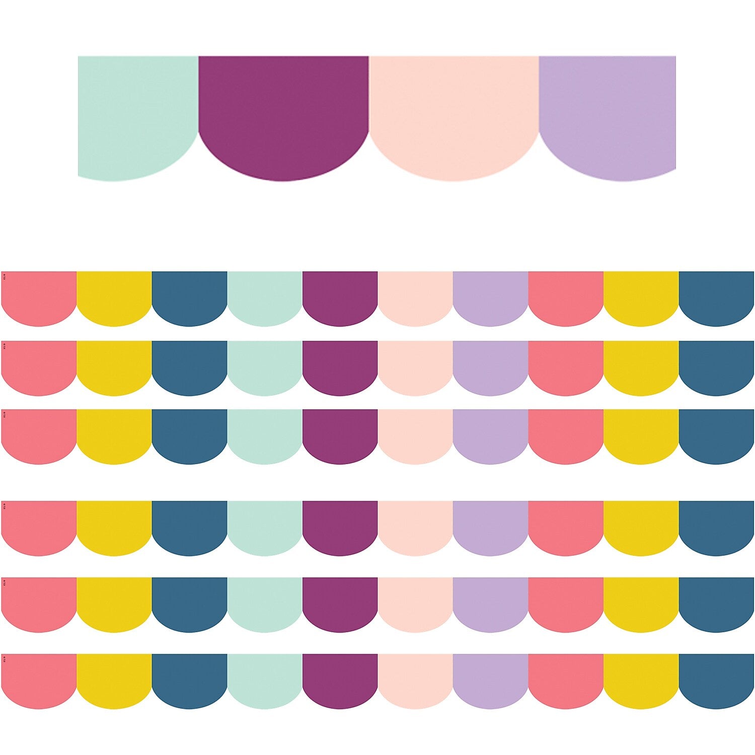 Teacher Created Resources Oh Happy Day Die-Cut Border, 2.19" x 210', Scallop Design (TCR9090-6)