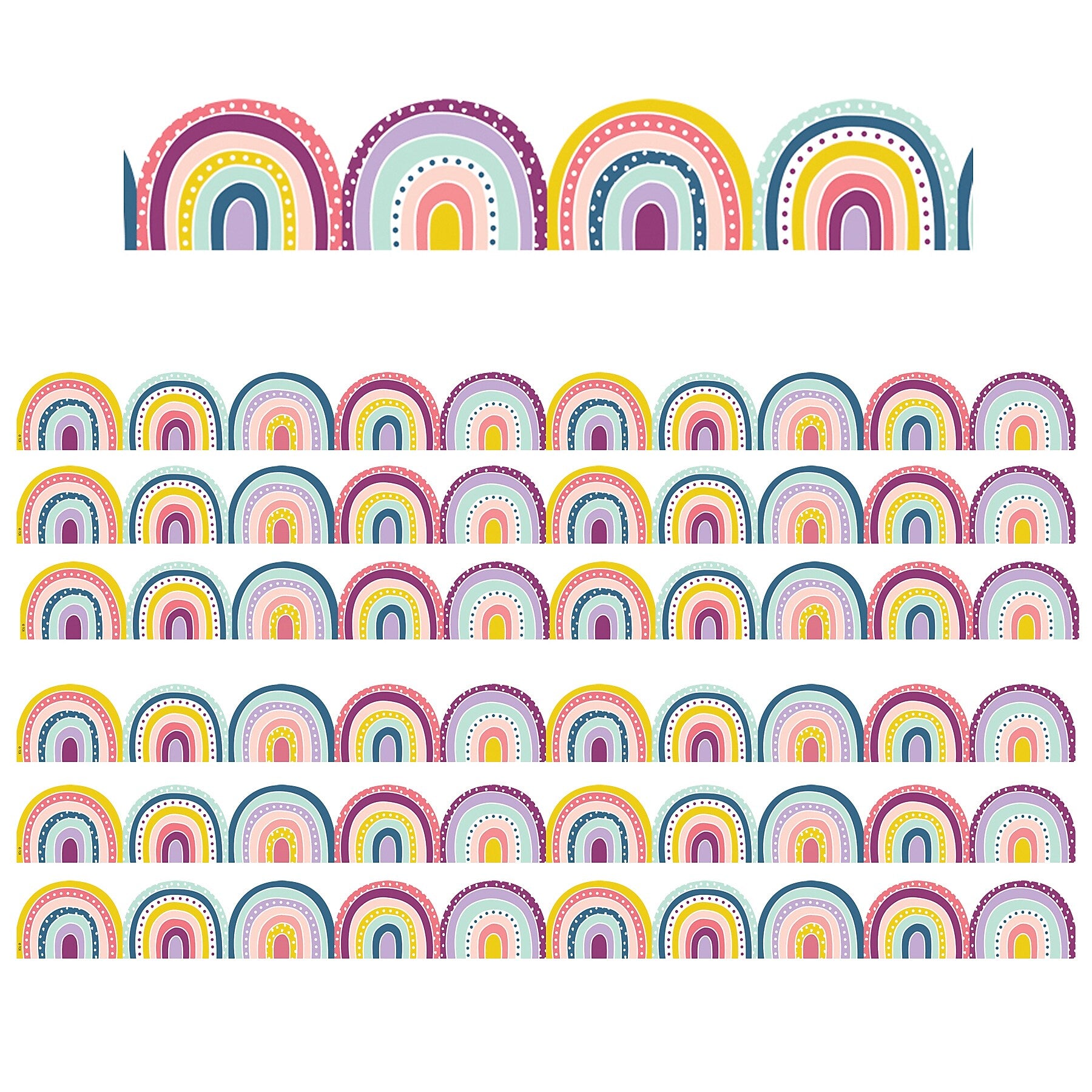 Teacher Created Resources Scalloped Border, 2.75" x 210', Oh Happy Day Rainbows (TCR9092-6)