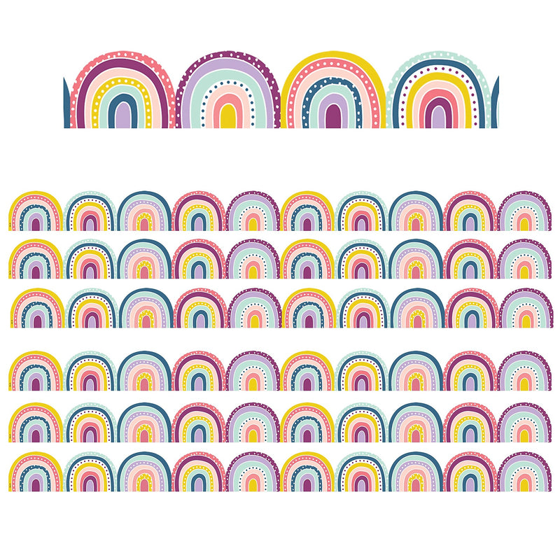 Teacher Created Resources Scalloped Border, 2.75" x 210', Oh Happy Day Rainbows (TCR9092-6)