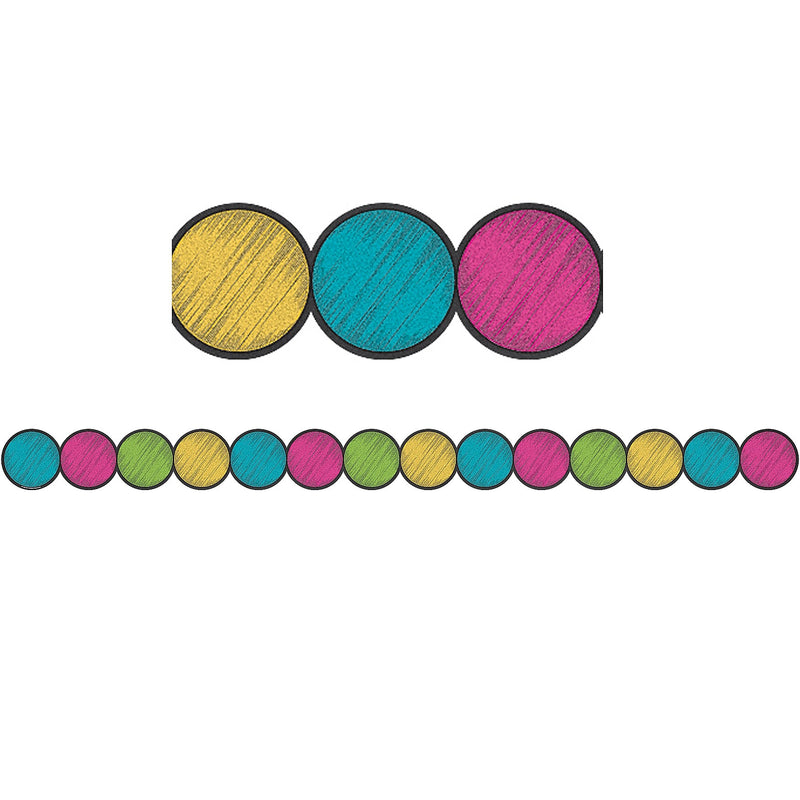 Teacher Created Resources Chalkboard Brights Circles Die-Cut Border Trim, 35 Feet Per Pack, 6 Packs (TCR3498-6)