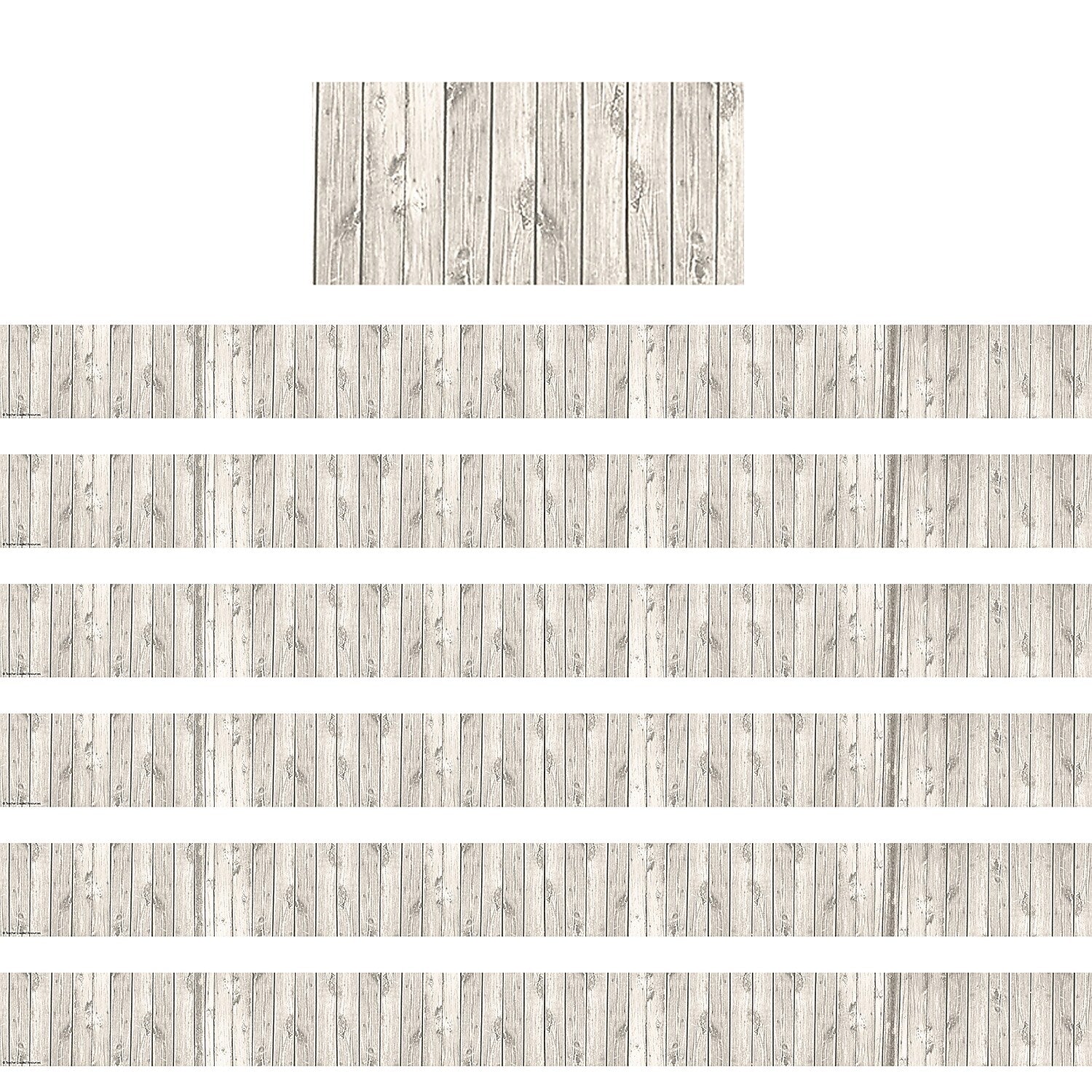 Teacher Created Resources White Wood Design Straight Border Trim, 35 Feet Per Pack, 6 Packs (TCR3563-6)