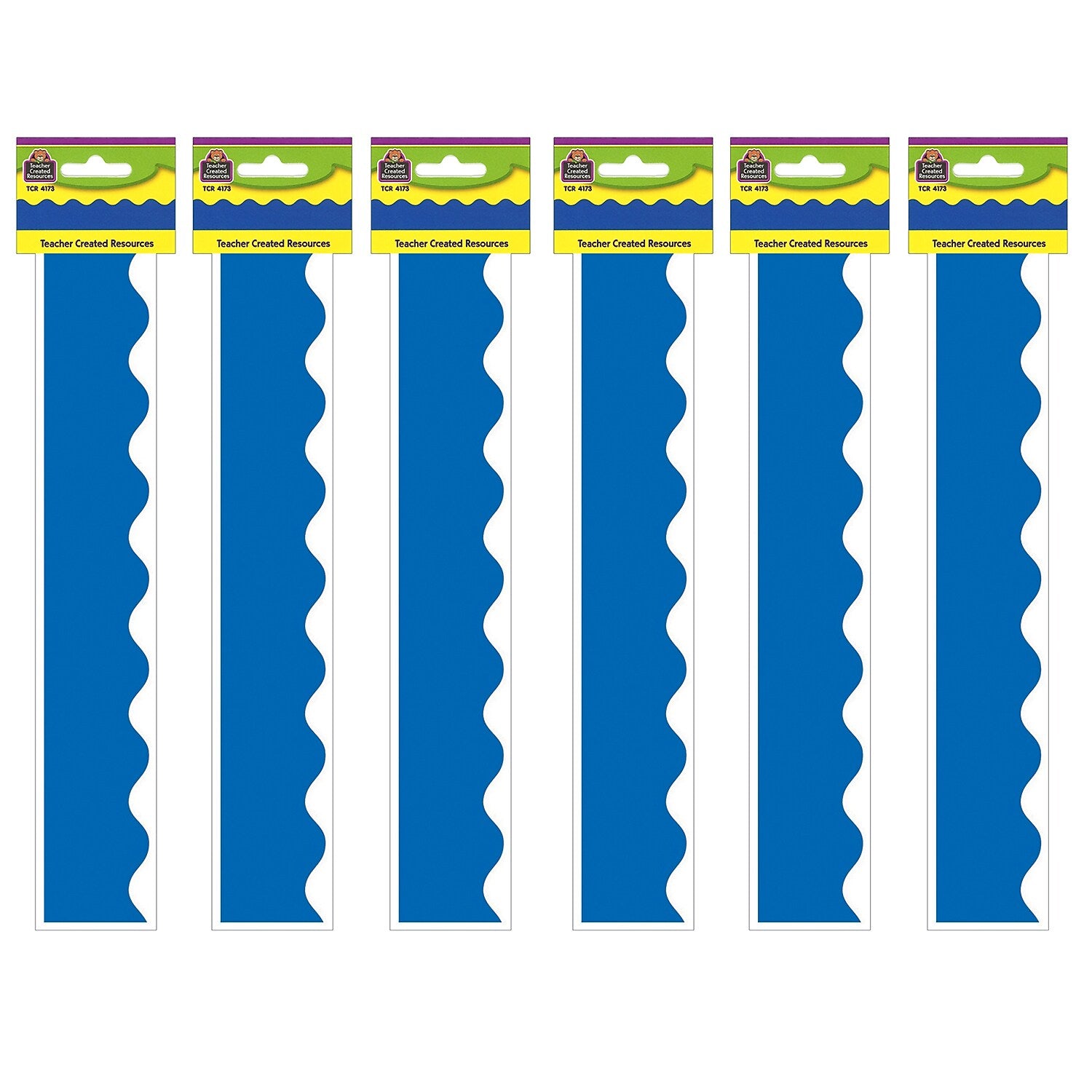 Teacher Created Resources Blue Scalloped Border Trim, 35 Feet Per Pack, 6 Packs (TCR4173-6)
