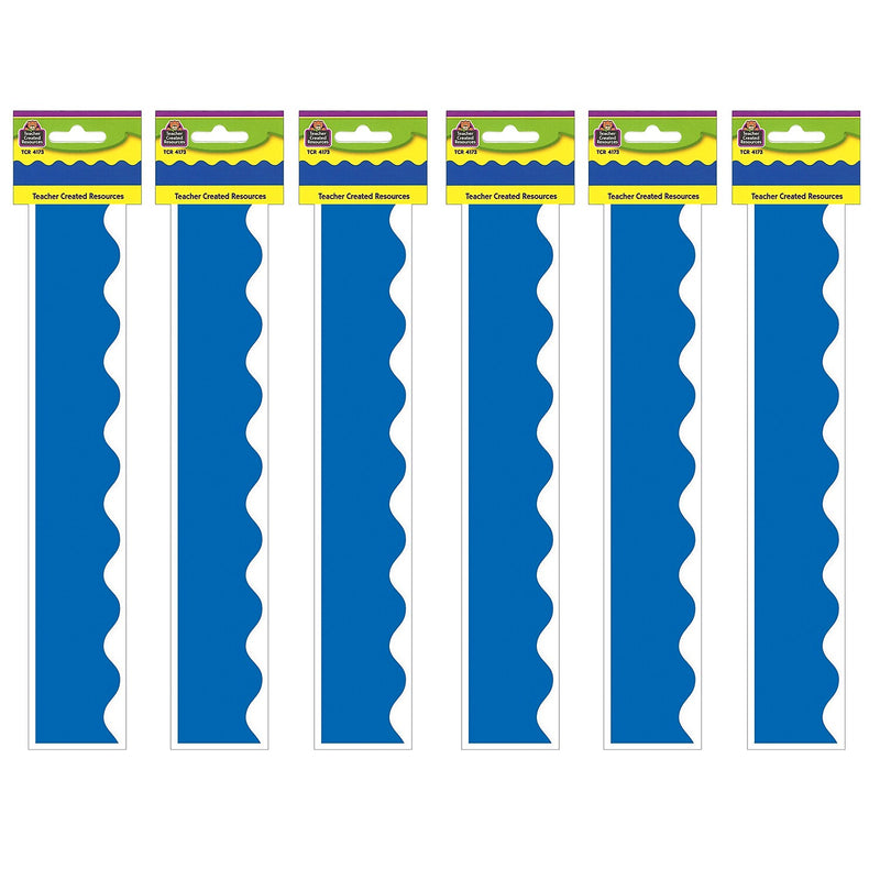 Teacher Created Resources Blue Scalloped Border Trim, 35 Feet Per Pack, 6 Packs (TCR4173-6)