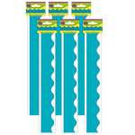 Teacher Created Resources Teal (solid) Scalloped Border Trim, 35 Feet Per Pack, 6 Packs (TCR5450-6)