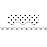 Teacher Created Resources Black Polka Dots on White Scalloped Border Trim, 35 Feet Per Pack, 6 Packs (TCR5593-6)