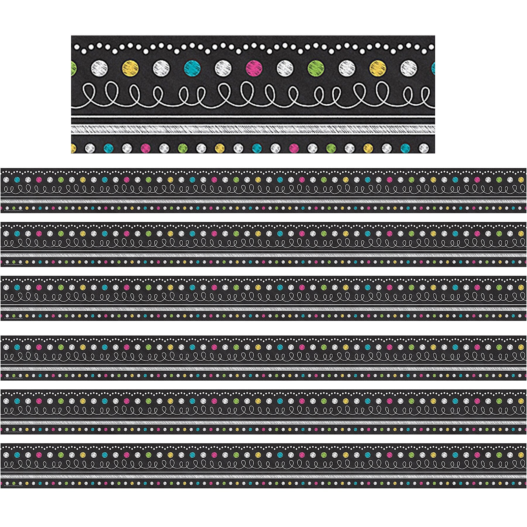 Teacher Created Resources Chalkboard Brights Straight Border Trim, 35 Feet Per Pack, 6 Packs (TCR5619-6)