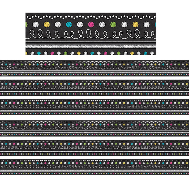 Teacher Created Resources Chalkboard Brights Straight Border Trim, 35 Feet Per Pack, 6 Packs (TCR5619-6)