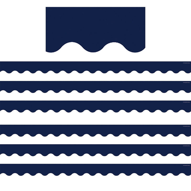 Teacher Created Resources Navy Scalloped Border Trim, 35 Feet Per Pack, 6 Packs (TCR5861-6)