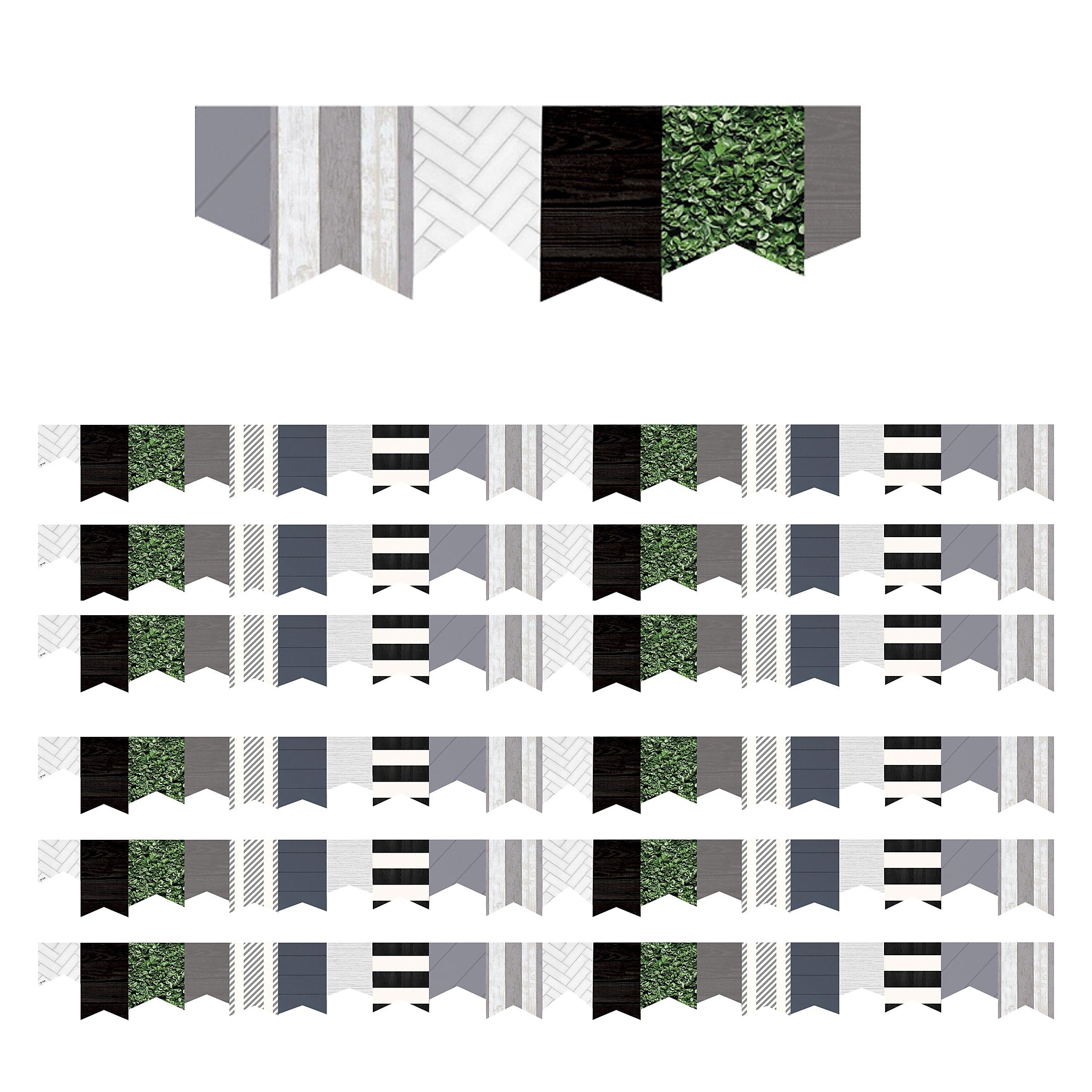 Teacher Created Resources Modern Farmhouse Die-Cut Border, 2.75" x 210', Pennants (TCR8517-6)