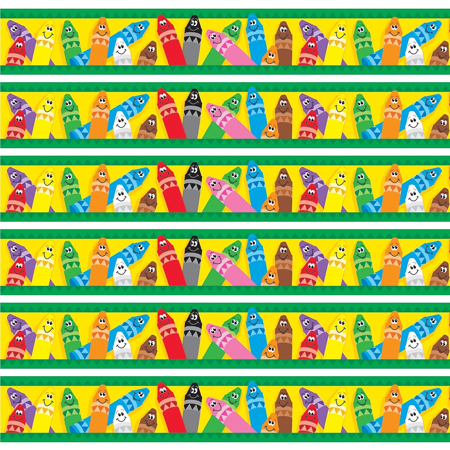 TREND Colorful Crayons Bolder Borders, 35.75' Per Pack, 6 Packs (T-85041-6)