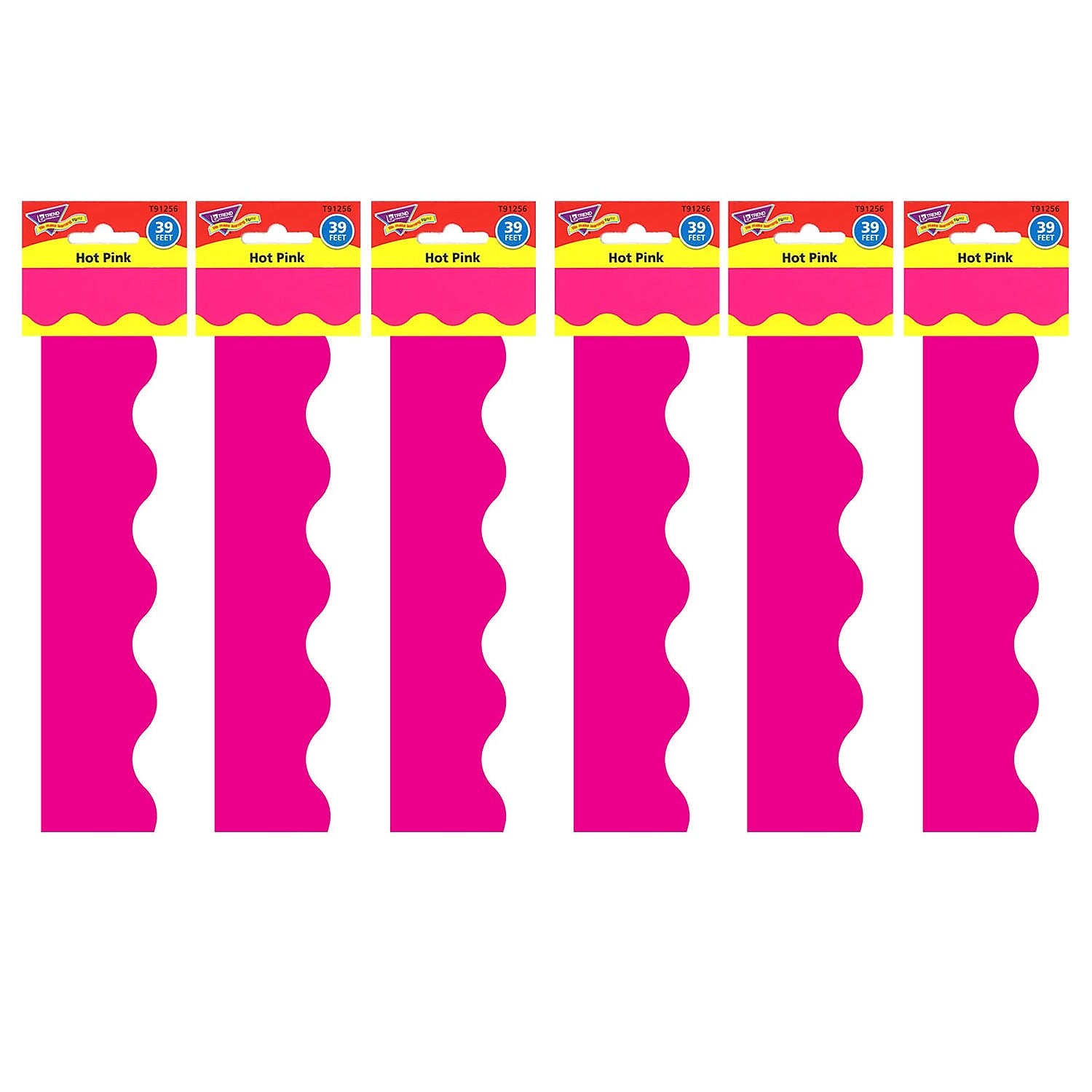TREND Hot Pink Terrific Trimmers, 39 Feet Per Pack, 6 Packs (T-91256-6)