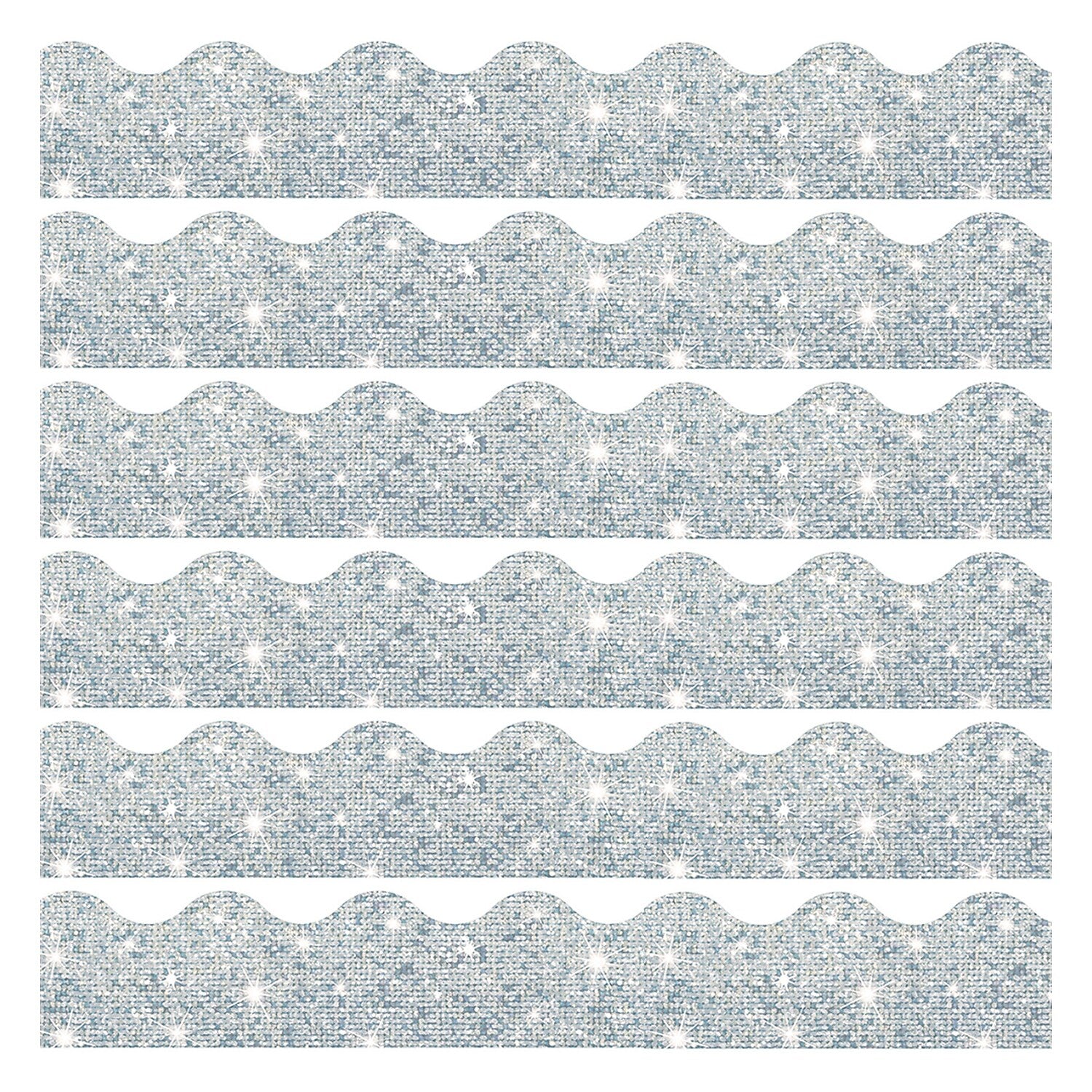 TREND Terrific Trimmers Scalloped Border, 2.25" x 195', Silver Sparkle (T-91408-6)