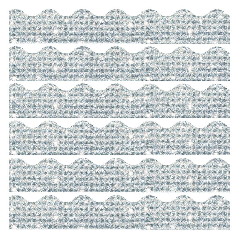 TREND Terrific Trimmers Scalloped Border, 2.25" x 195', Silver Sparkle (T-91408-6)