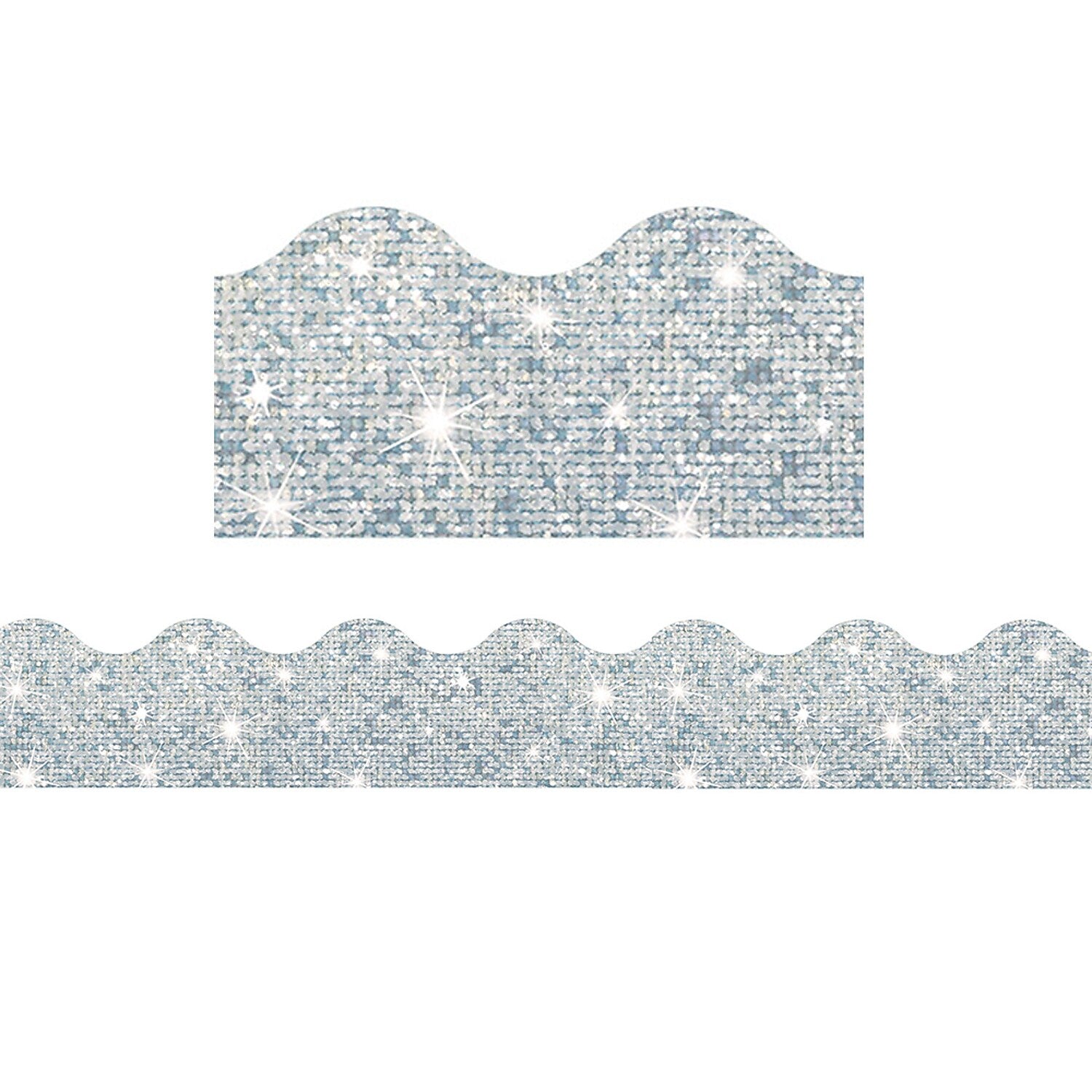 TREND Terrific Trimmers Scalloped Border, 2.25" x 195', Silver Sparkle (T-91408-6)