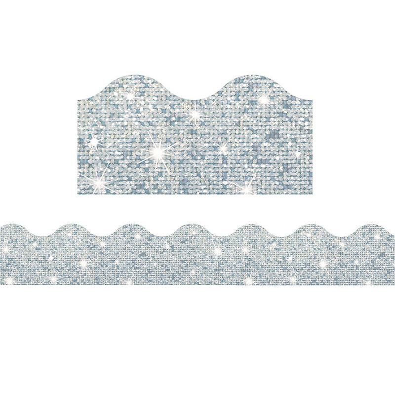 TREND Terrific Trimmers Scalloped Border, 2.25" x 195', Silver Sparkle (T-91408-6)