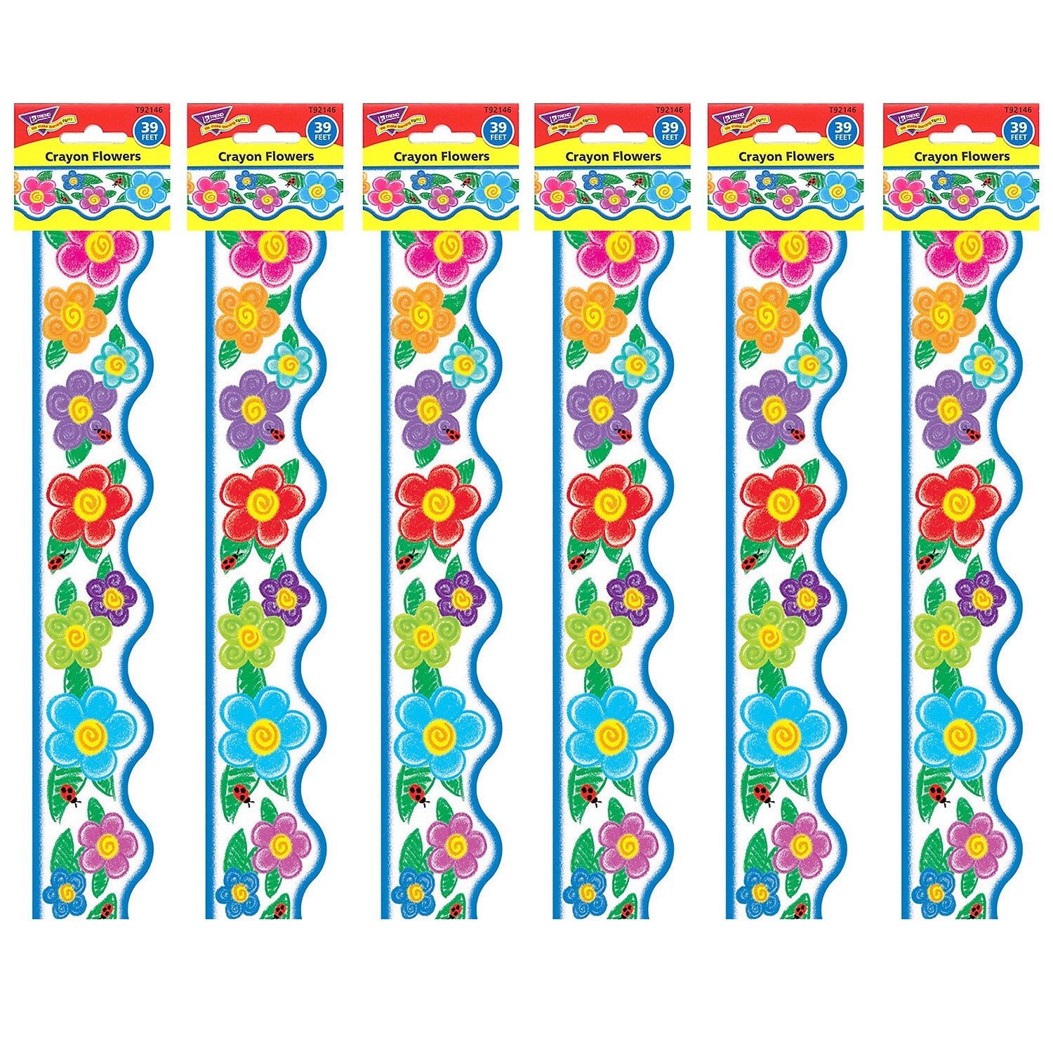 TREND Crayon Flowers Terrific Trimmers, 39 Feet Per Pack, 6 Packs (T-92146-6)