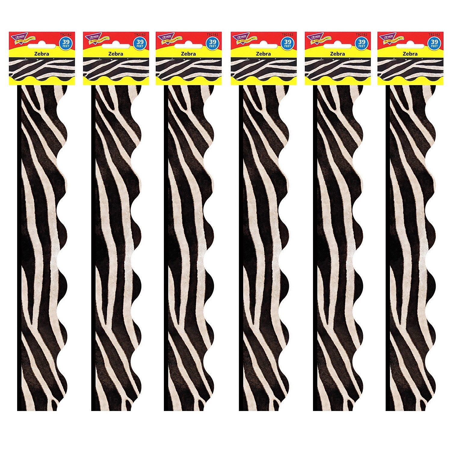 TREND Zebra Terrific Trimmers, 39 Feet Per Pack, 6 Packs (T-92162-6)