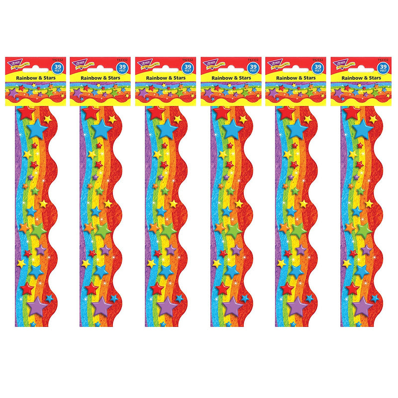 TREND Rainbow & Stars Terrific Trimmers, 39 Feet Per Pack, 6 Packs (T-92332-6)