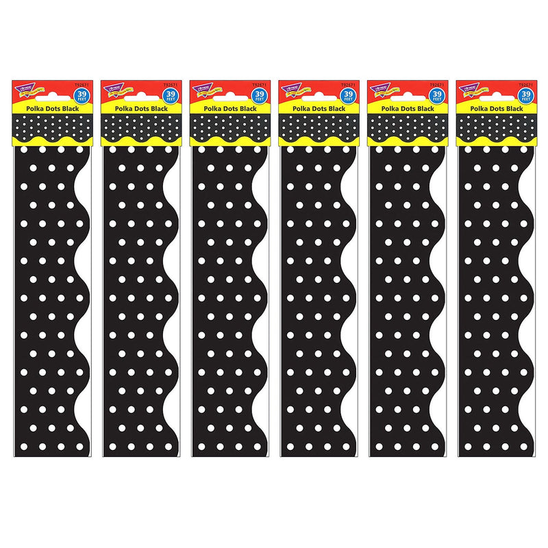 TREND Polka Dots Black Terrific Trimmers, 39 Feet Per Pack, 6 Packs (T-92671-6)