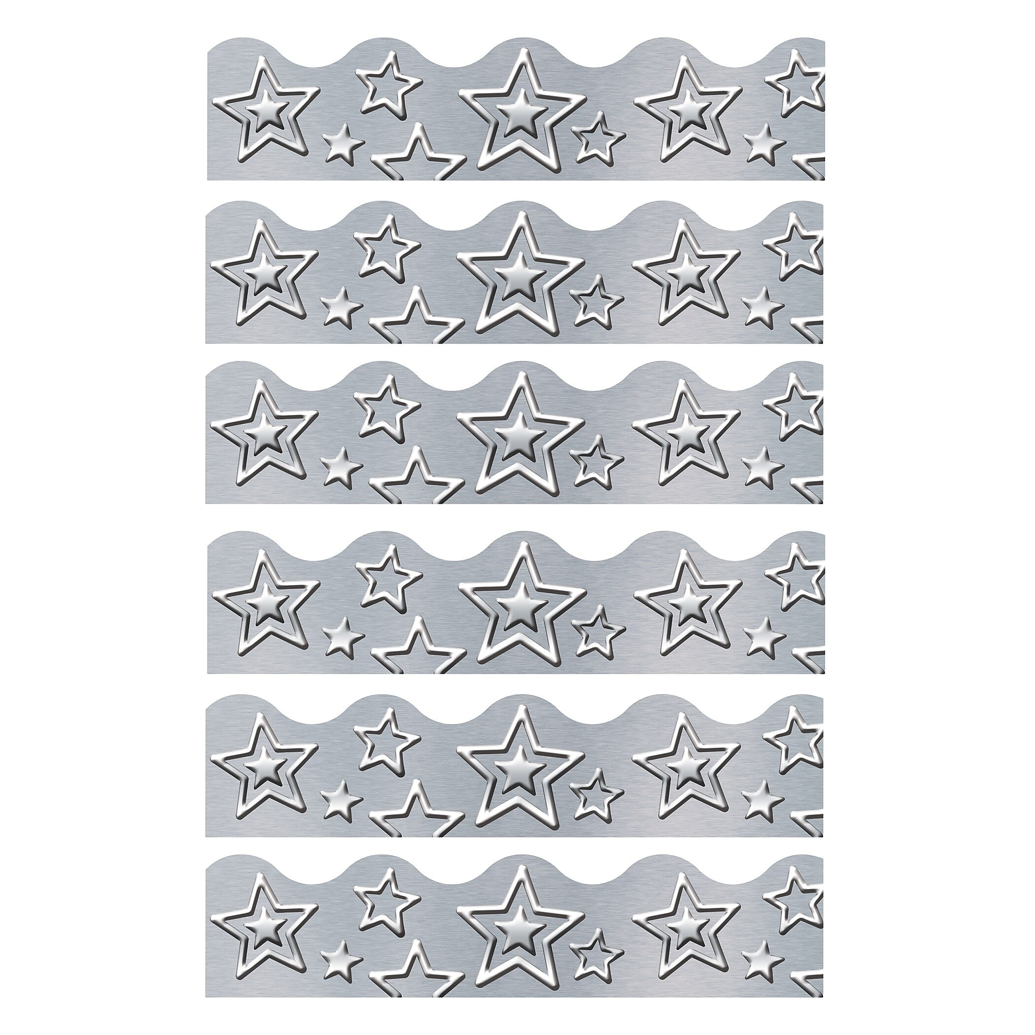 TREND I ♥ Metal Silver Stars Terrific Trimmer,, 39' Per Pack, 6 Packs (T-92682-6)