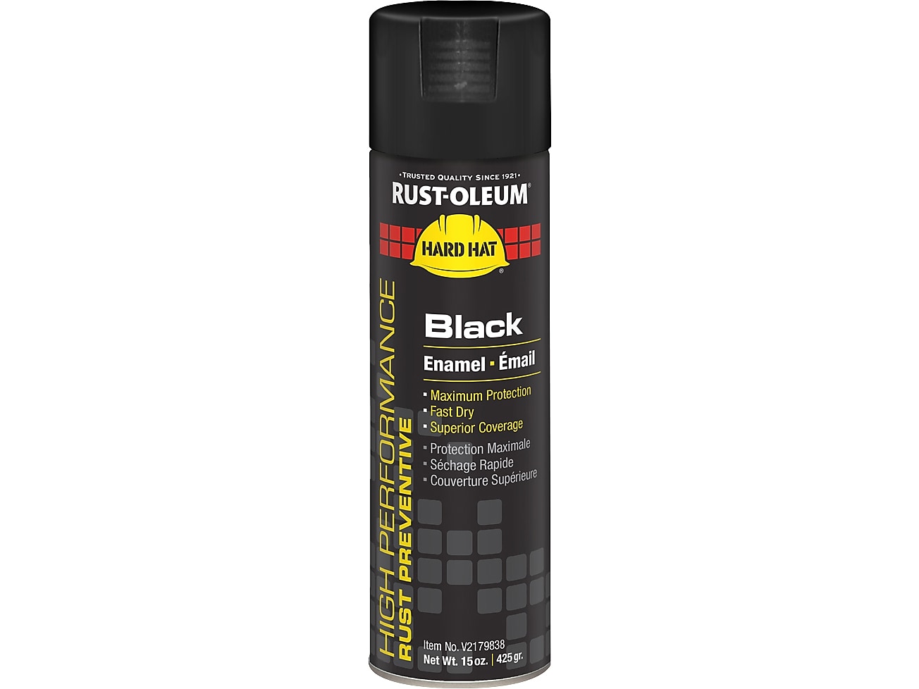 Rust-Oleum Hard Hat V2100 Gloss Spray Paint, Black, 15 oz., 6/Pack (V2179838)