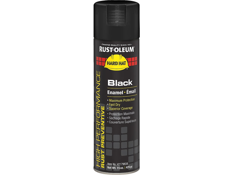 Rust-Oleum Hard Hat V2100 Gloss Spray Paint, Black, 15 oz., 6/Pack (V2179838)