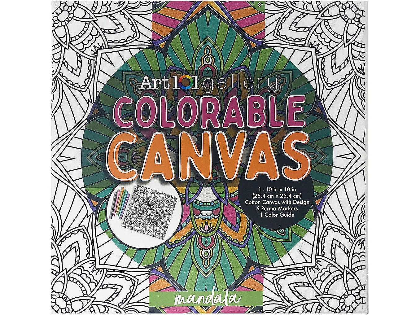 Art 101 Gallery Colorable Canvas with Permanent Markers, White, 2/Pack (23008)