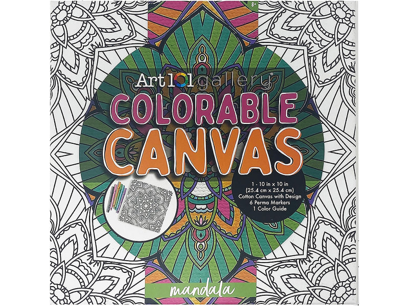 Art 101 Gallery Colorable Canvas with Permanent Markers, White, 2/Pack (23008)