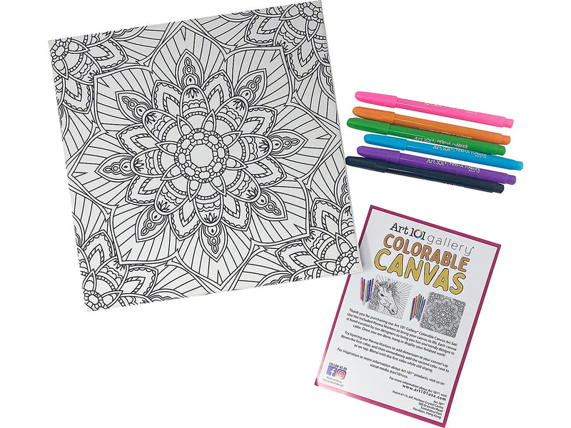 Art 101 Gallery Colorable Canvas with Permanent Markers, White, 2/Pack (23008)