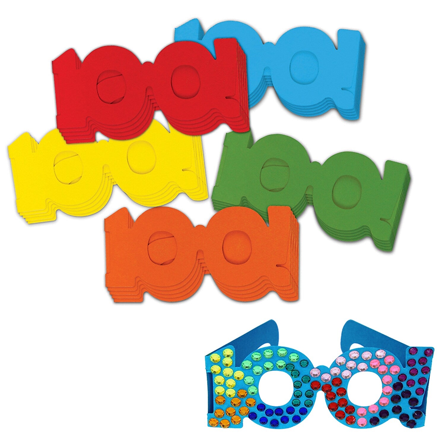 Creativity Street 100 Days of School Paper Glasses, 2.5" x 16", 25/Pack, 3 Packs (CK-4671-3)