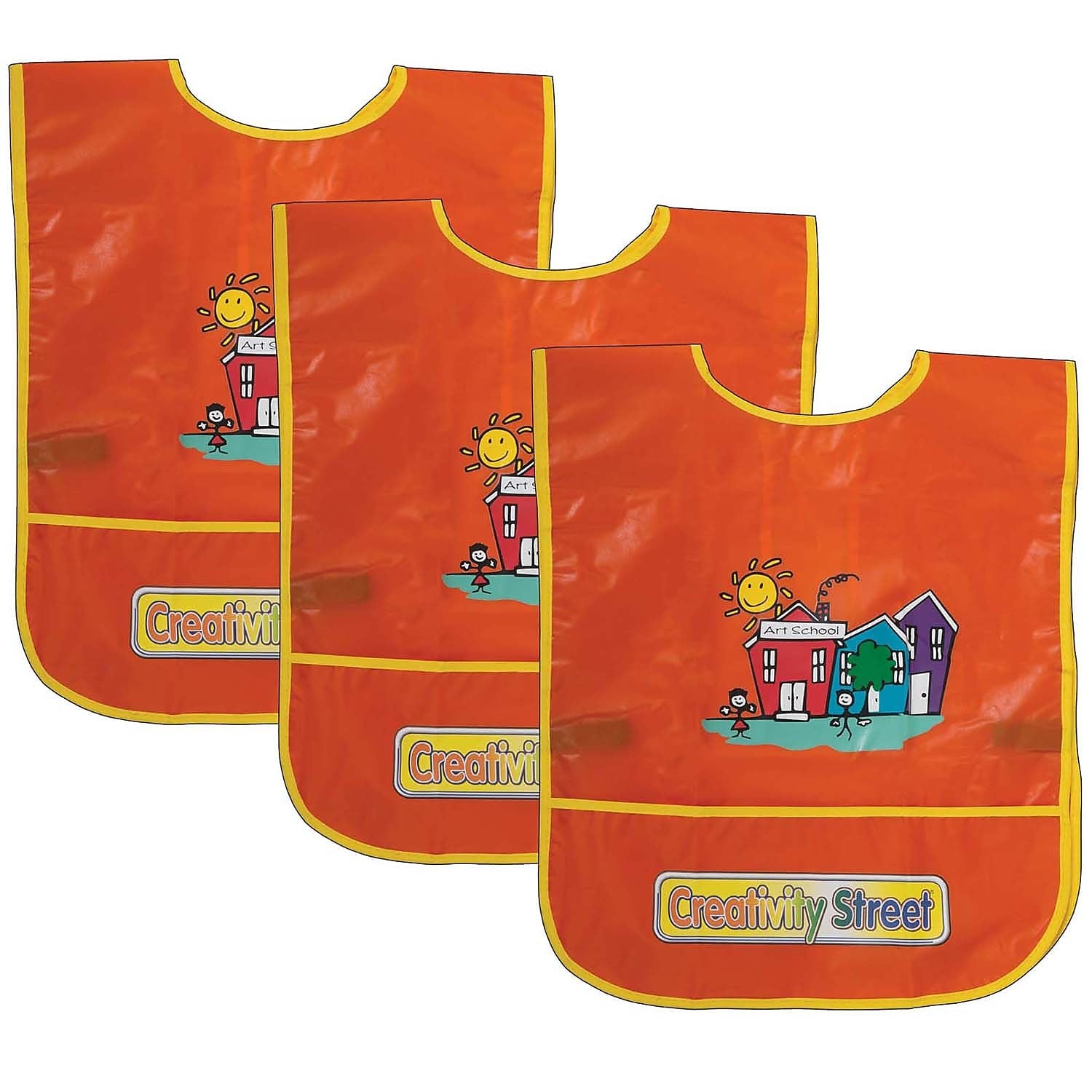 Creativity Street Children's Artist Smock, Orange, 15" x 12", Pack of 3 (CK-5207-3)