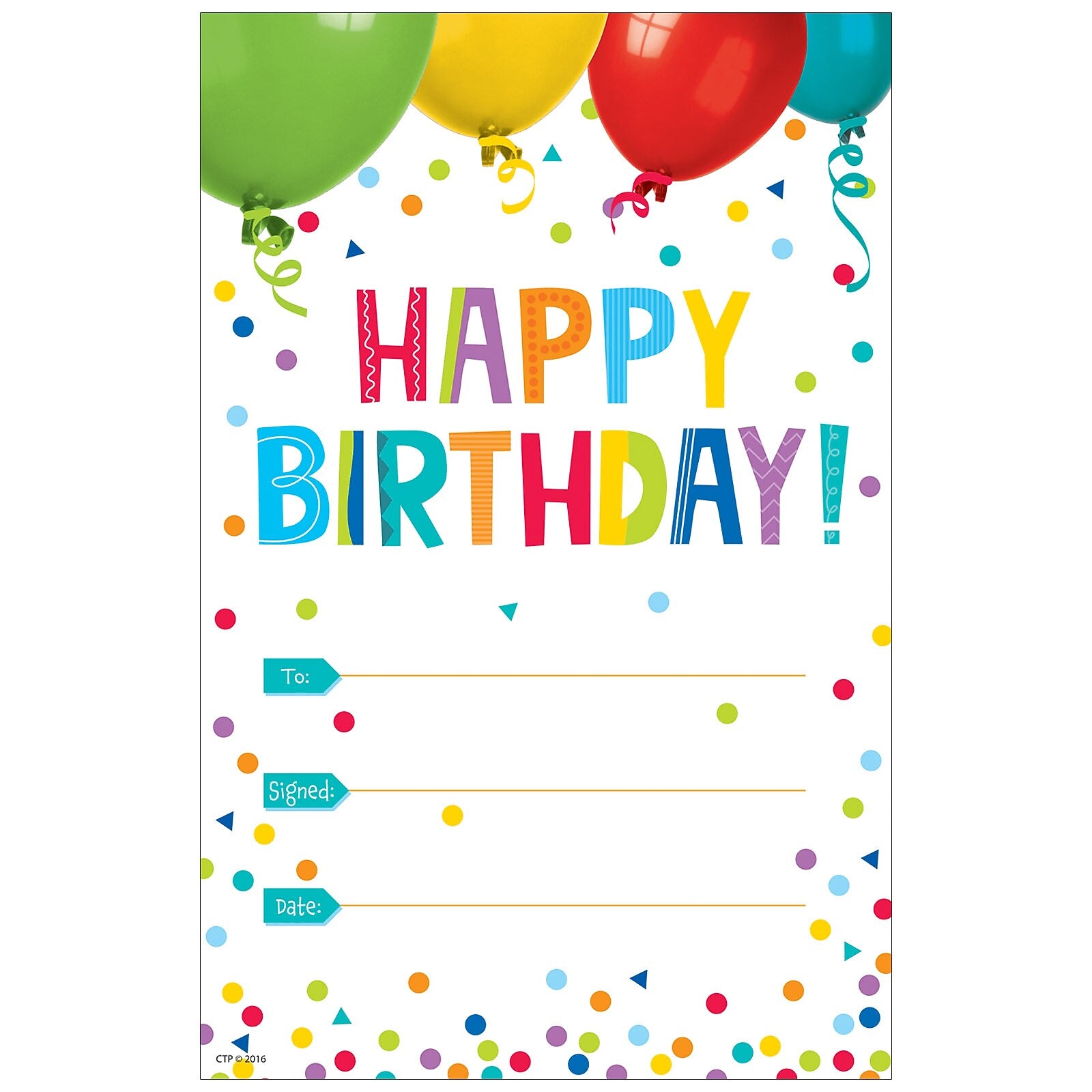 Creative Teaching Press Happy Birthday! Award, 30 Per Pack, 6 Packs (CTP1313-6)