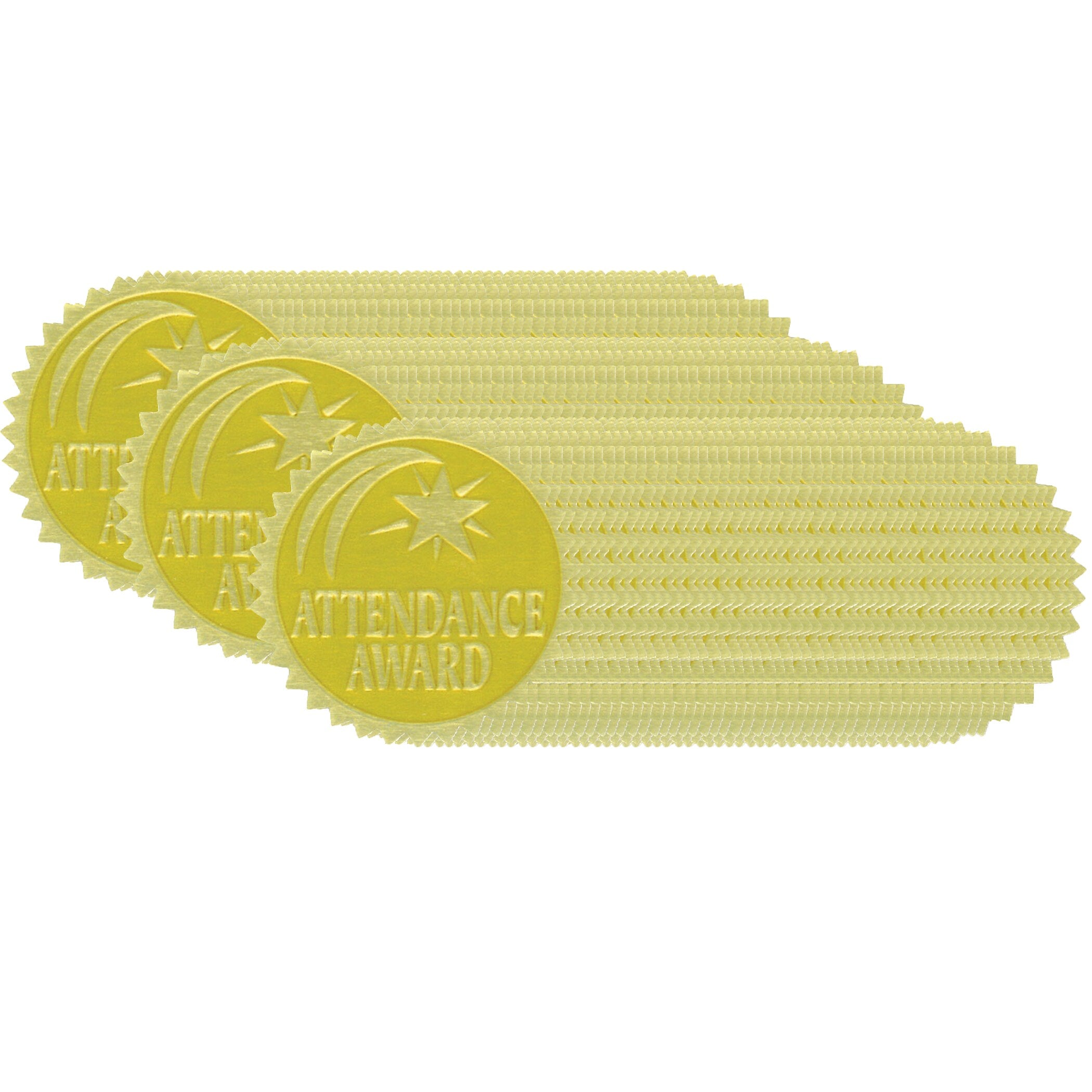 Hayes Publishing Gold Foil Embossed Seals, Attendance Award, 54 Per Pack, 3 Packs (H-VA375-3)