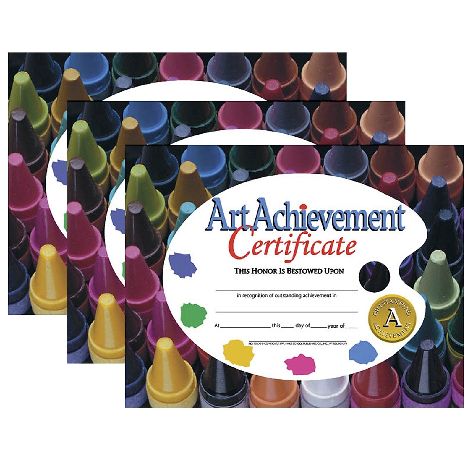 Hayes Publishing Art Achievement Certificate, 8.5" x 11", 30 Per Pack, 3 Packs (H-VA570-3)