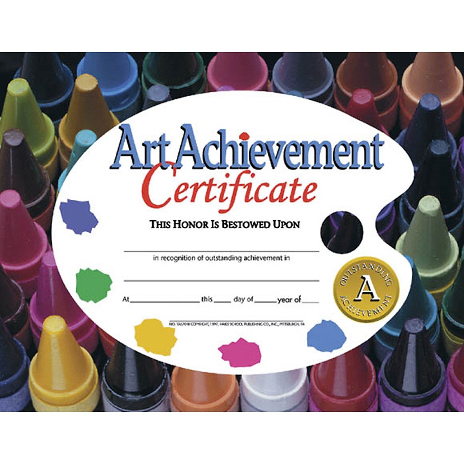Hayes Publishing Art Achievement Certificate, 8.5" x 11", 30 Per Pack, 3 Packs (H-VA570-3)