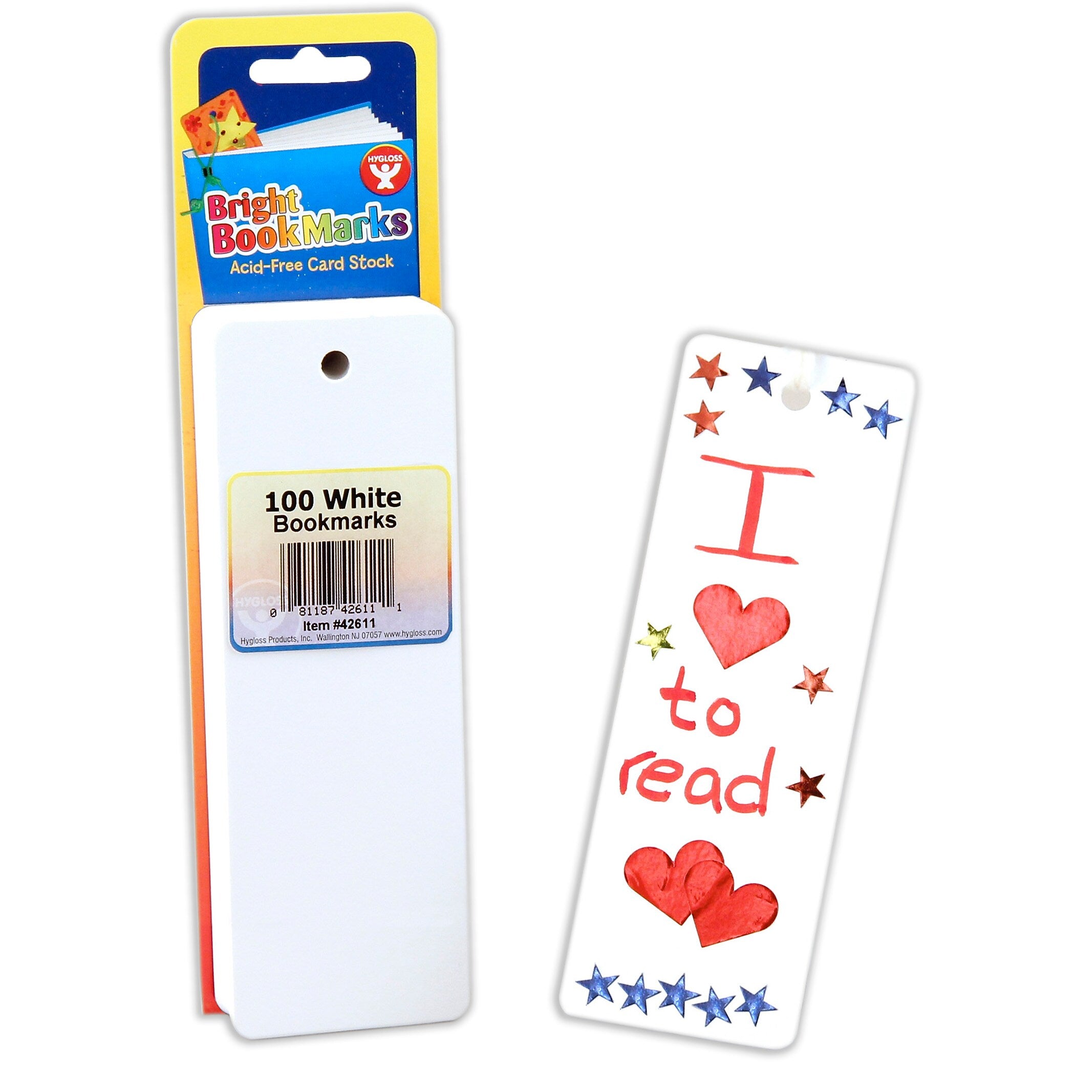 Hygloss Mighty Bright Bookmarks, 100 Ultra White Per Pack, 3 Packs (HYG42611-3)
