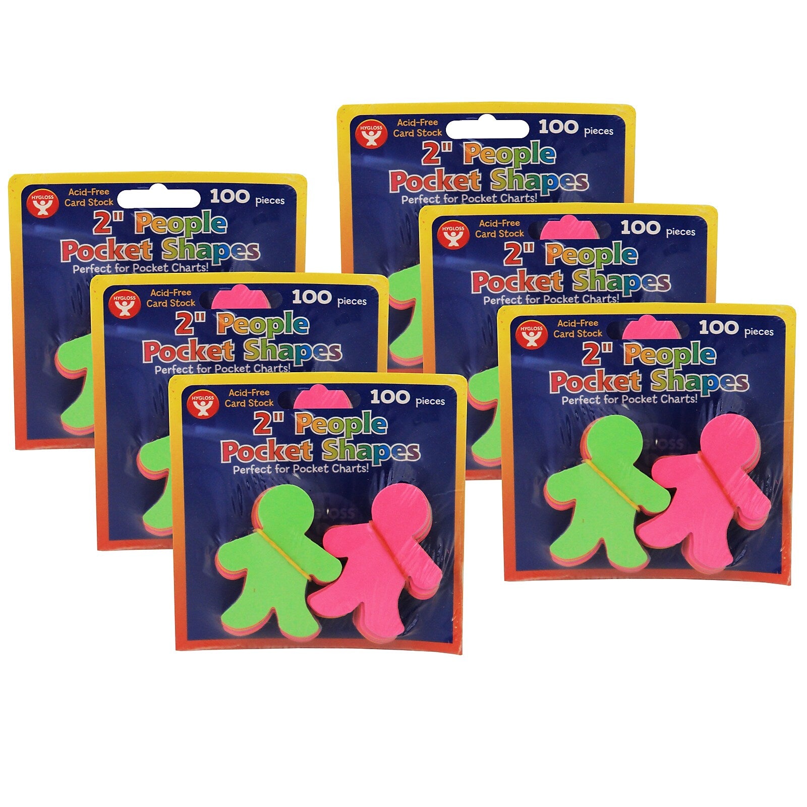 Hygloss Pocket Shapes, 2" People, 100/Pack, 6 Packs (HYG61521-6)