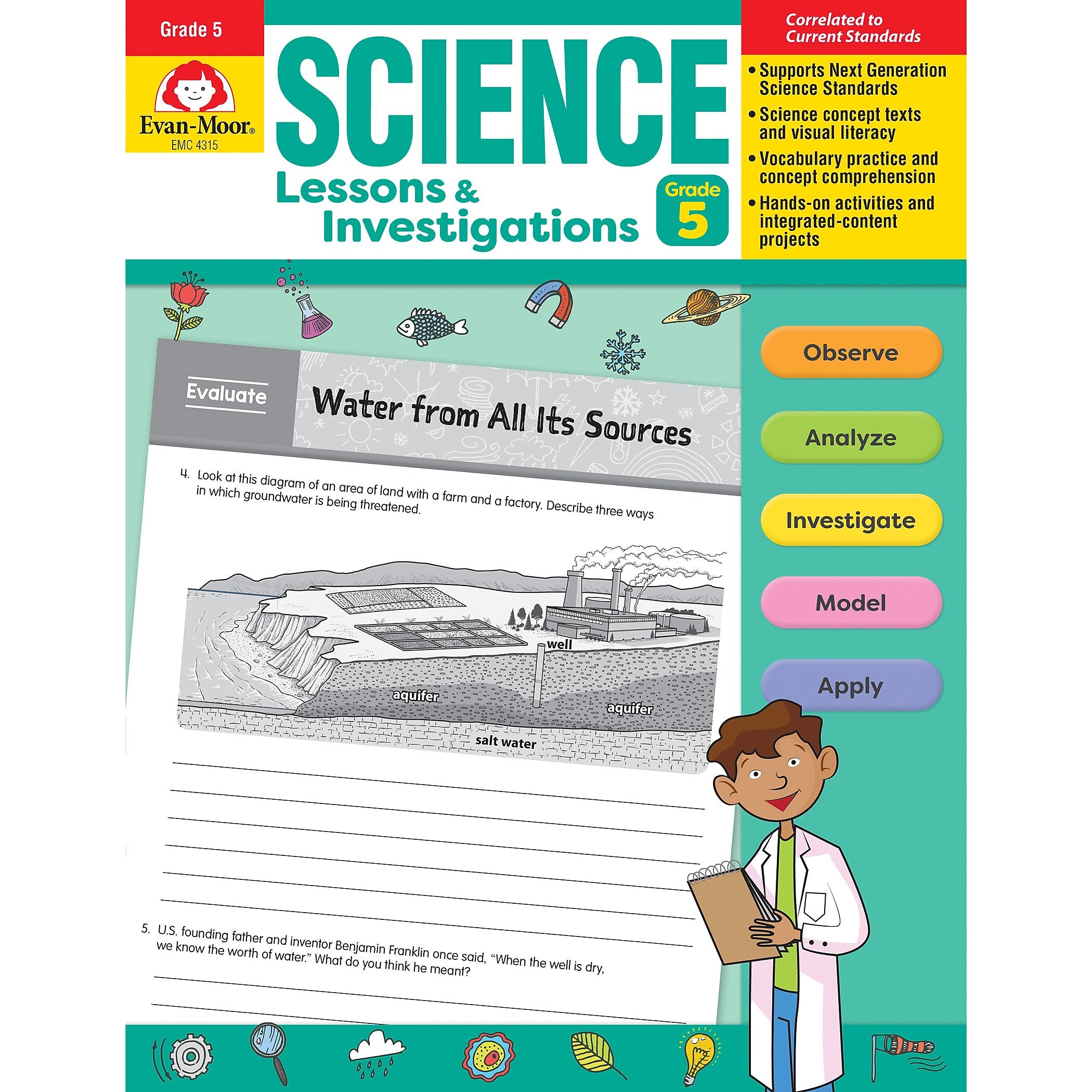 Evan-Moor Educational Publishers Science Lessons and Investigations for Grade 5