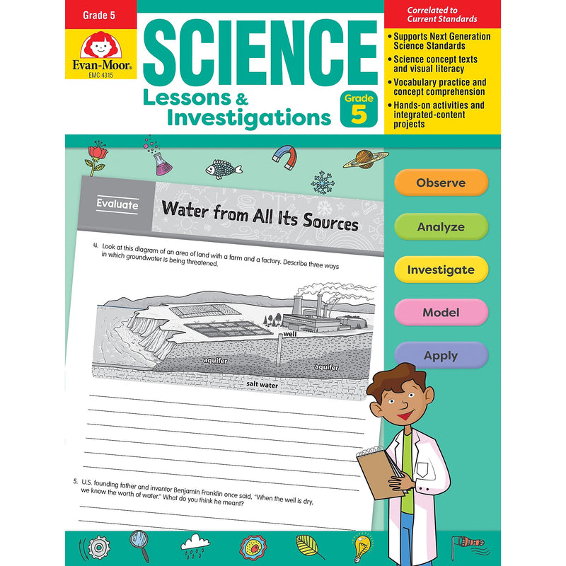 Evan-Moor Educational Publishers Science Lessons and Investigations for Grade 5