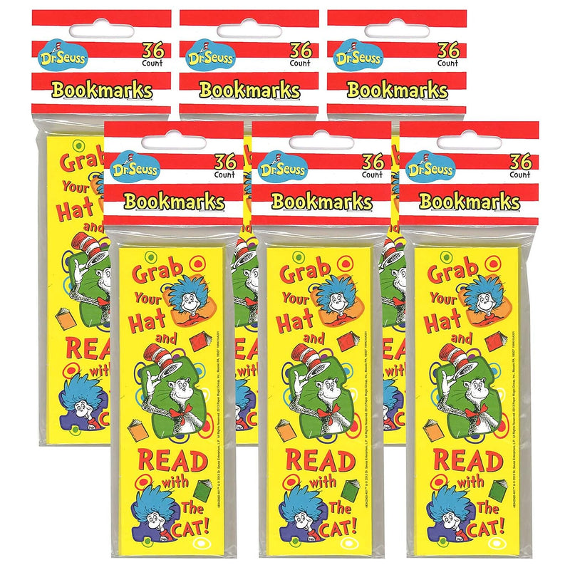 Eureka Dr. Seuss Grab Your Hat Bookmarks, 36 Per Pack, 6 Packs (EU-834206-6)