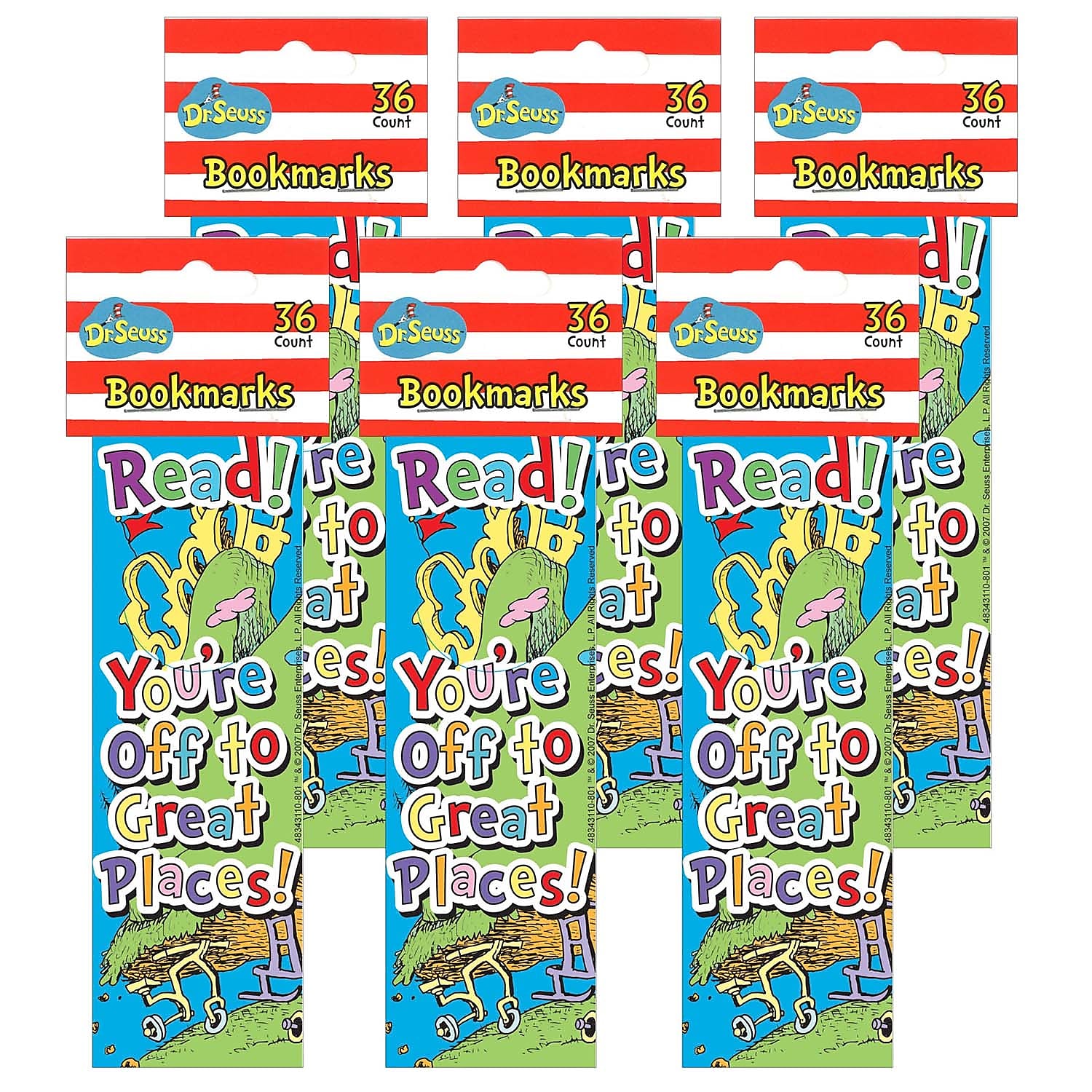 Eureka Dr. Seuss Oh, The Places... Bookmarks, 36 Per Pack, 6 Packs (EU-834311-6)