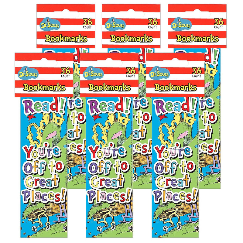 Eureka Dr. Seuss Oh, The Places... Bookmarks, 36 Per Pack, 6 Packs (EU-834311-6)
