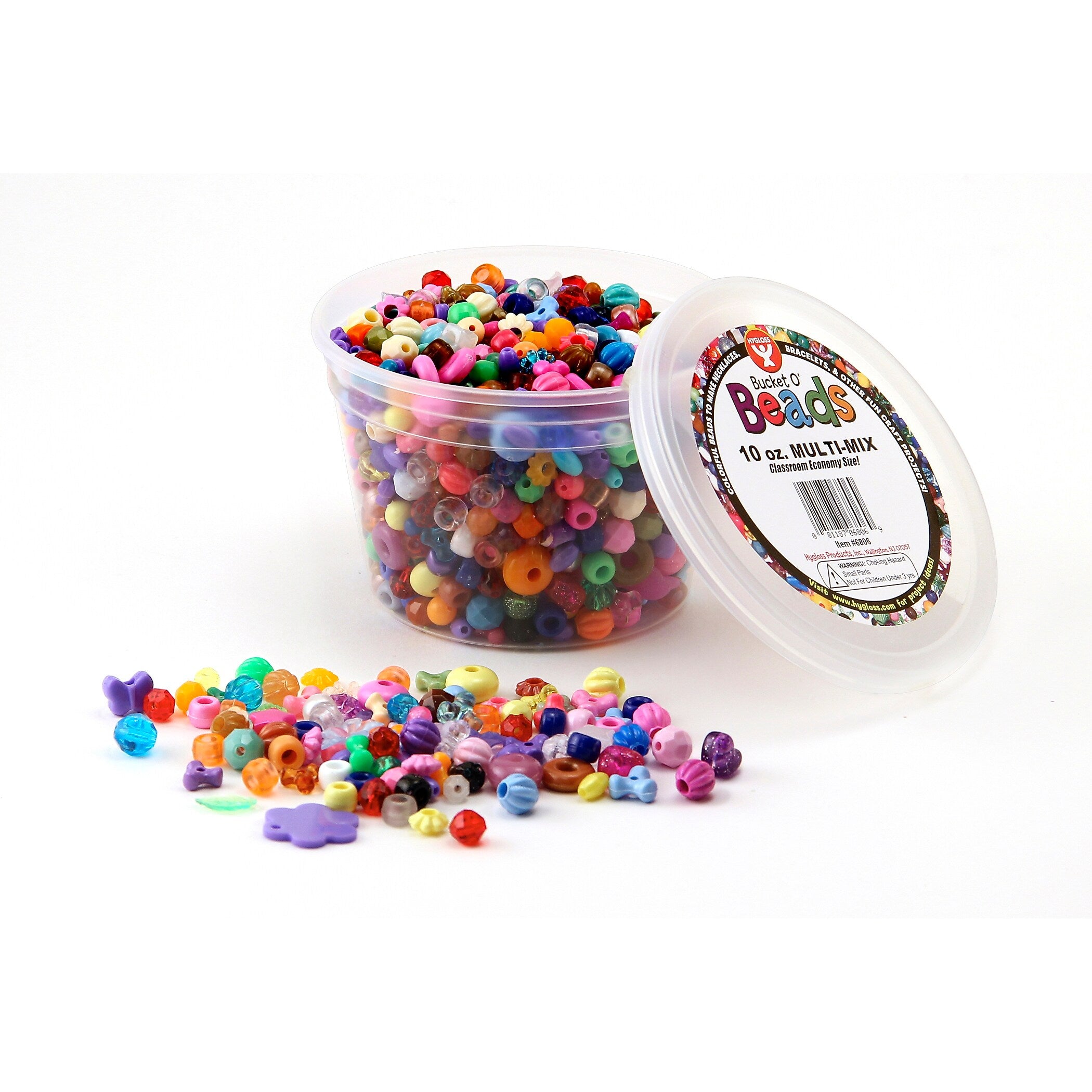 Hygloss Bucket O' Beads, 10 oz. Multi Mix/Pack, 3 Packs (HYG6806-3)