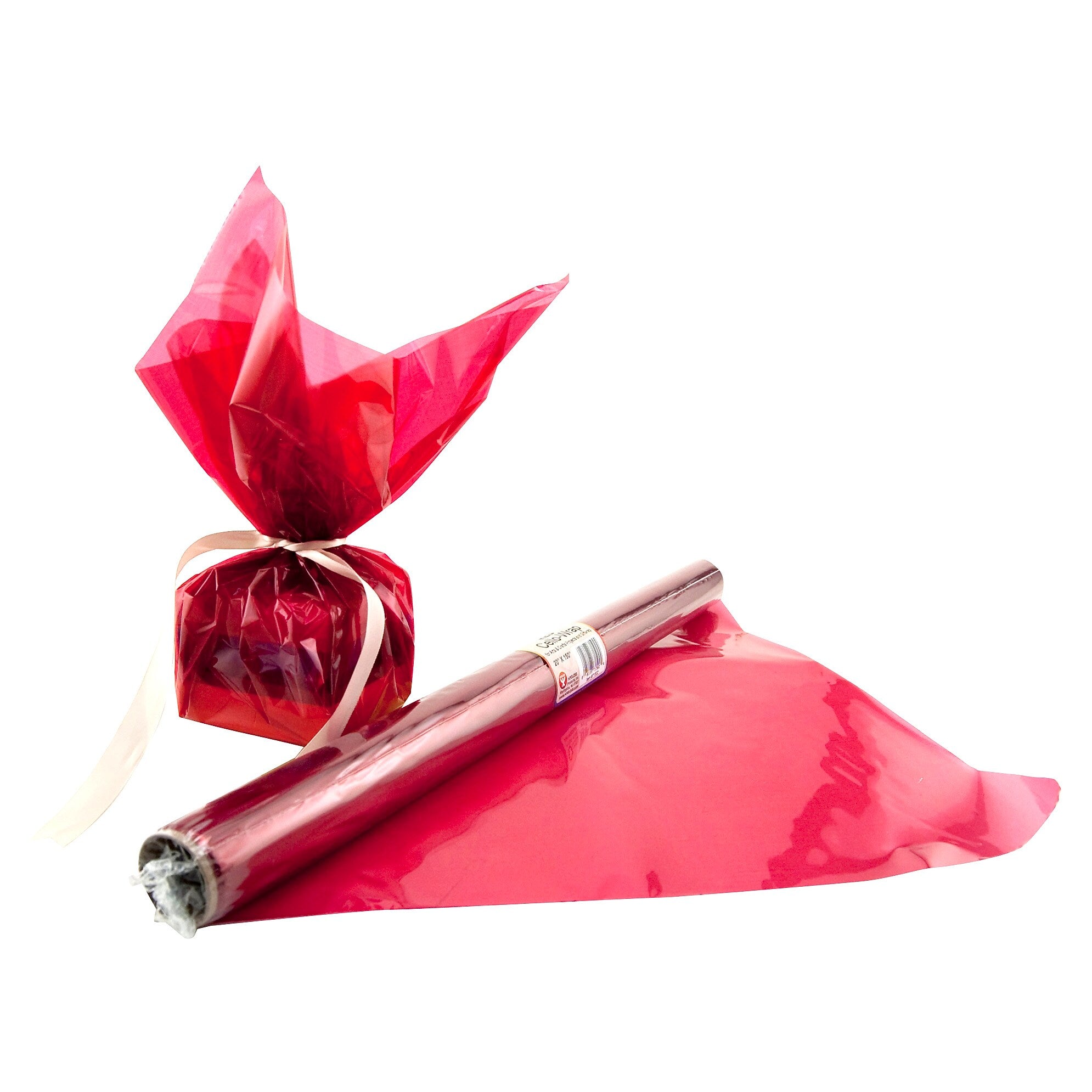 Hygloss Cello-Wrap Roll, Red, 20" x 12.5', 6 Rolls (HYG71502-6)