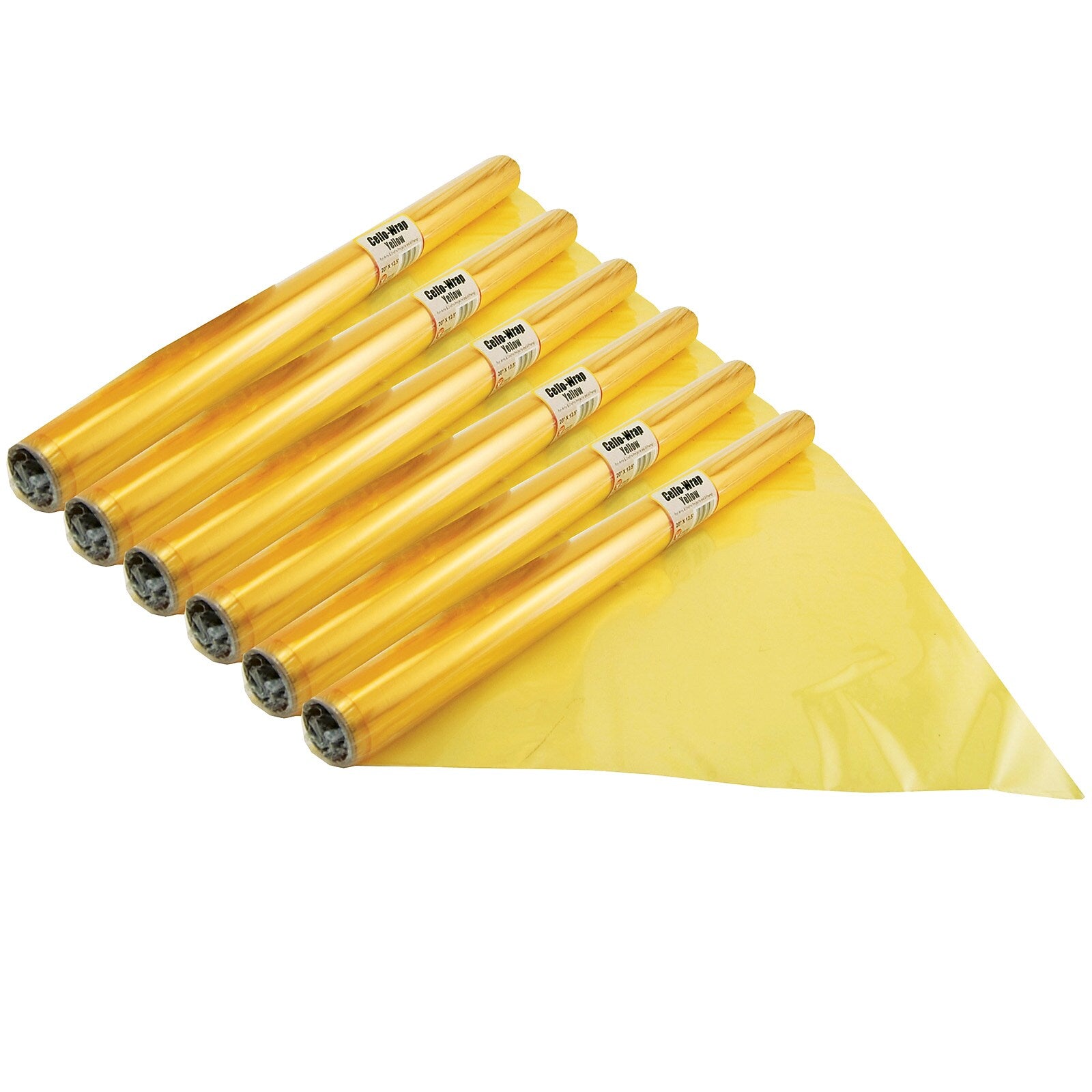 Hygloss Cello-Wrap Roll, Yellow, 20" x 12.5', 6 Rolls (HYG71508-6)