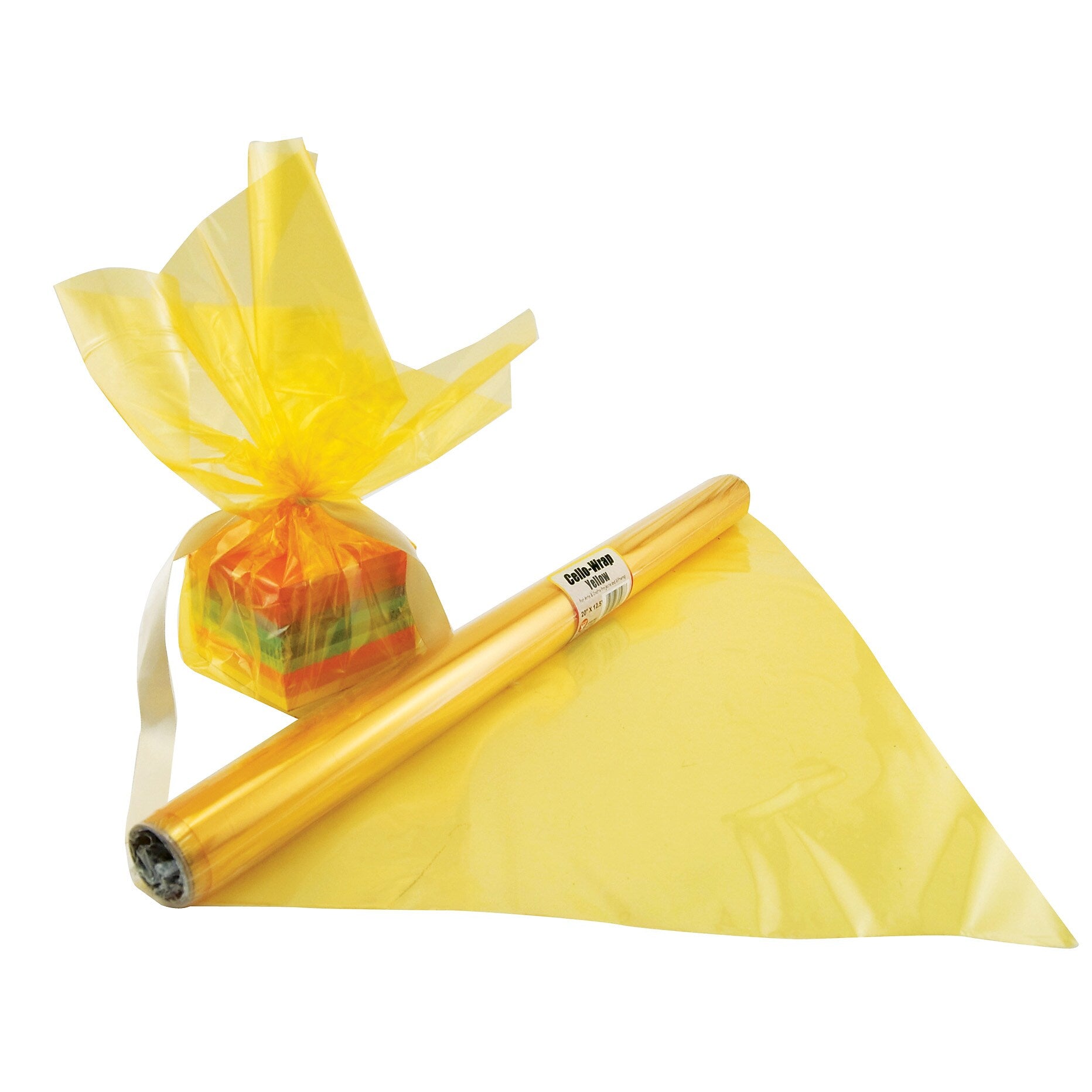 Hygloss Cello-Wrap Roll, Yellow, 20" x 12.5', 6 Rolls (HYG71508-6)