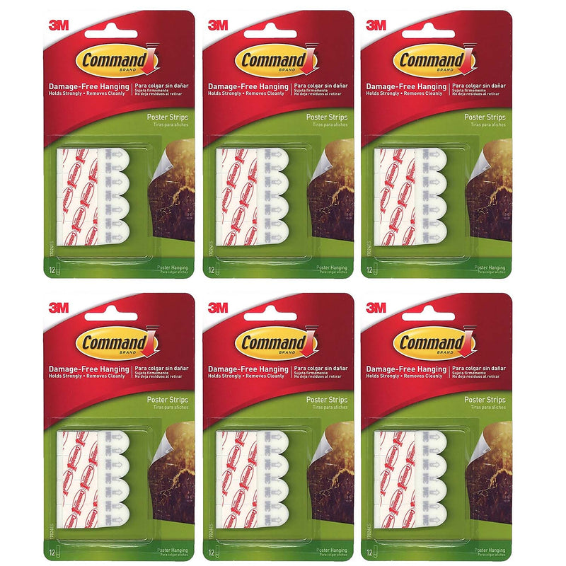 3M® Command™ Poster Strips, 1.75" x 0.625", White (MMM17024-6)